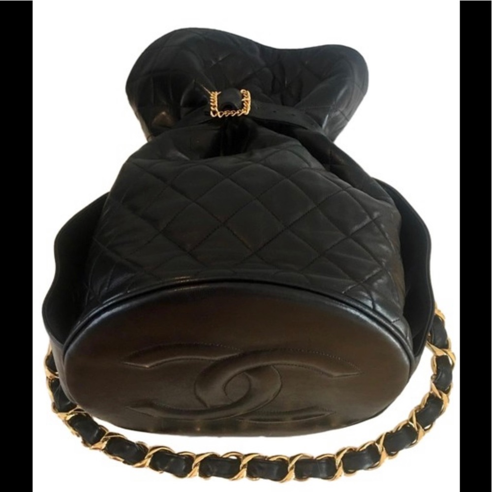 Chanel Vintage Ltd. Edition Ultra Rare Belted Bucket Bag with Gold/Leather Chain